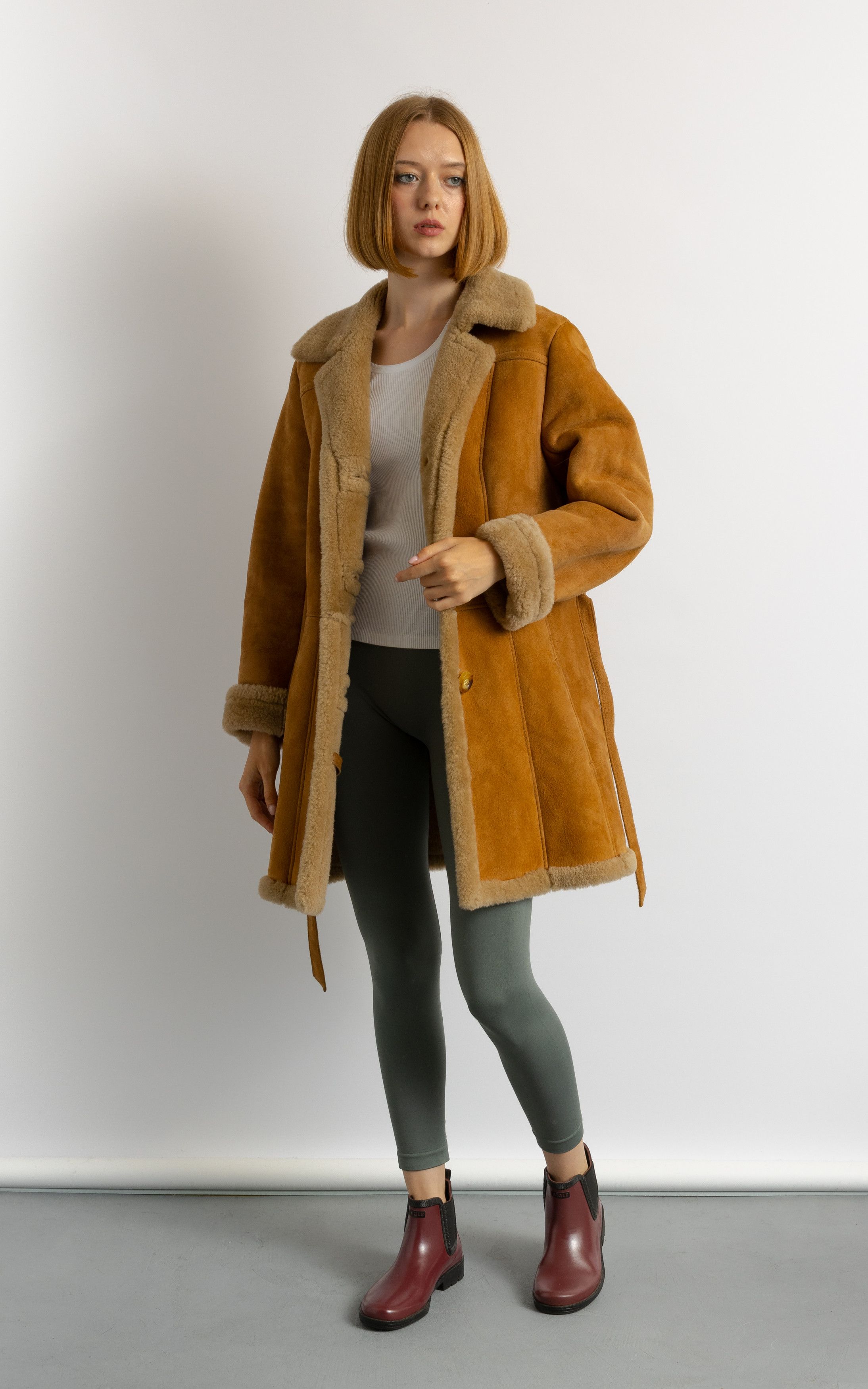 Vintage Women Winter Sheepskin Suede Coat 80s Medium size5932 Size M / US 6-8 / IT 42-44 - 4 Thumbnail