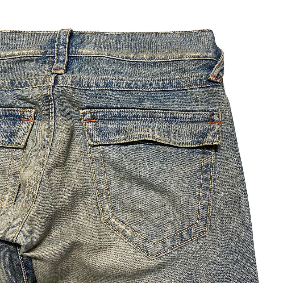 Japanese Brand Union Made Purple&Yellow Mudwash Denim Flare Jeans Size US 30 / EU 46 - 13 Thumbnail