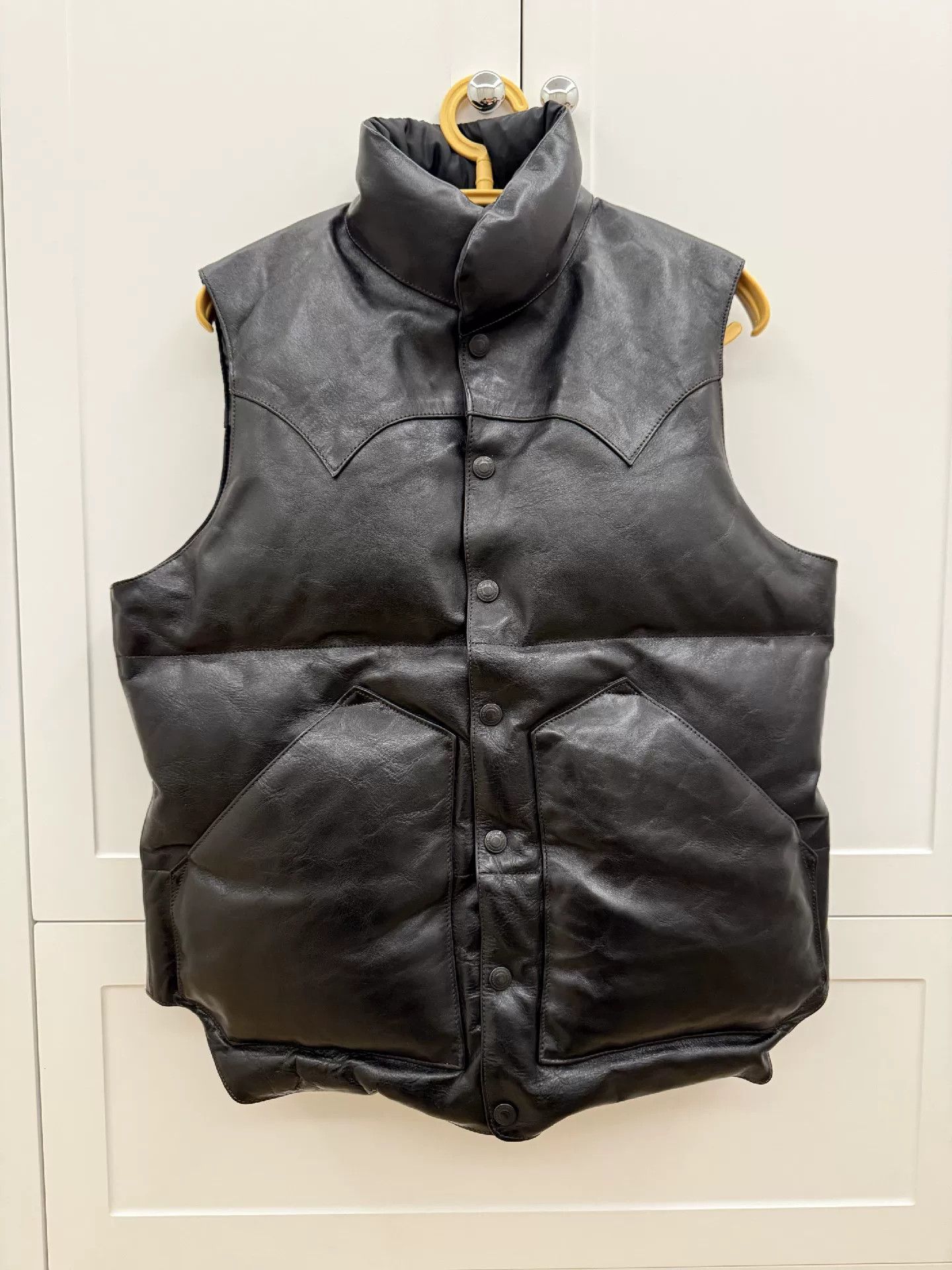 Rainbow Country Black Horsehide Down Vest