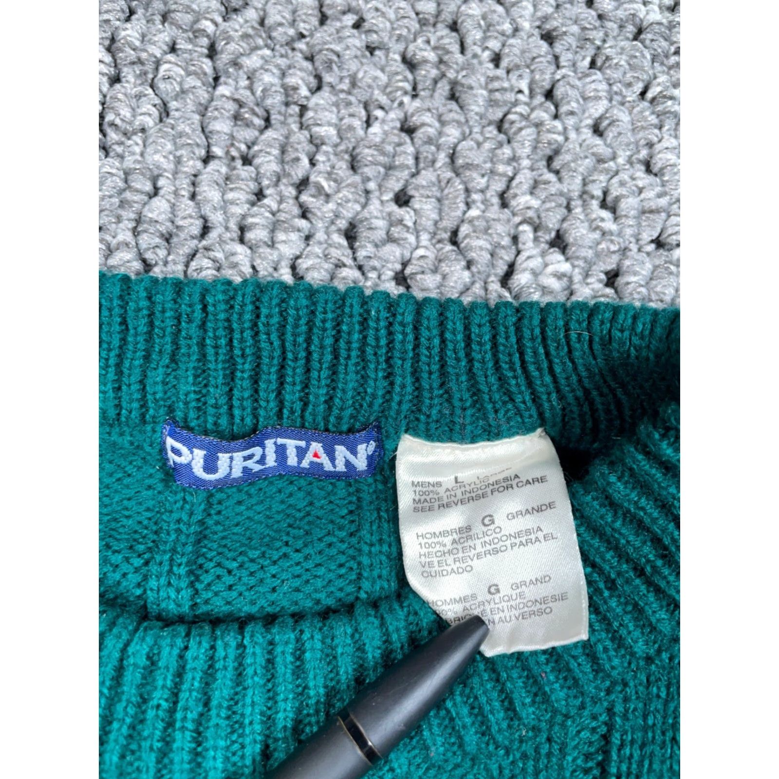Vintage VTG 90s Striped Pattern Sweater Adult Medium (Large Tag) Blue Red Ribbed Knit Puritan Men Pullover Crew Neck Long Sleeve Casual Classic Knit Jumpers Size US M / EU 48-50 / 2 - 3 Thumbnail