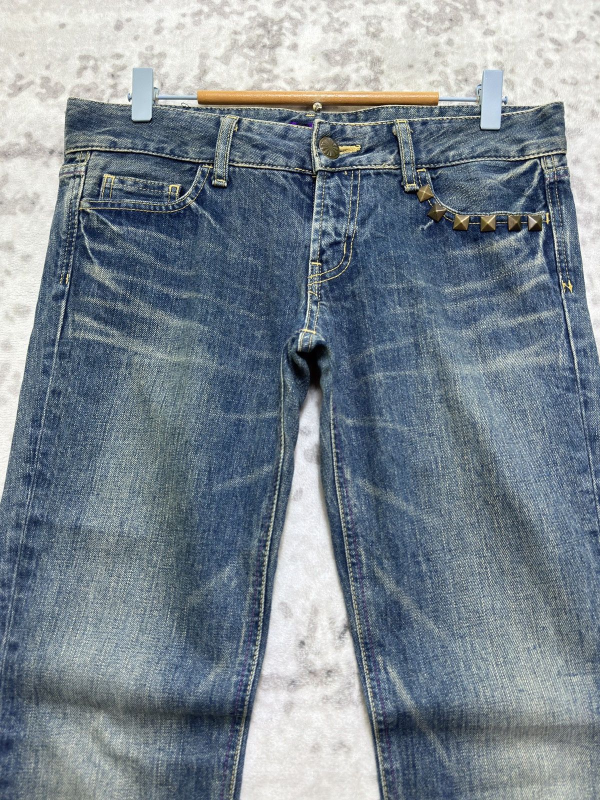 Hysteric Glamour SLY Y2K Low Rise Studded Bootcut Mud Wash Denim Jeans Size US 32 / EU 48 - 3 Thumbnail
