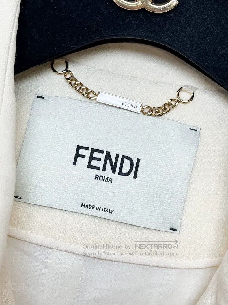 Fendi Fendi Cream White Leather Patch Pocket Jacket with Belt Size XS / US 0-2 / IT 36-38 - 4 Thumbnail