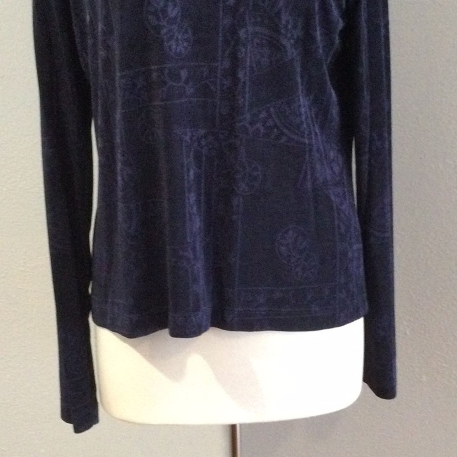 Chicos Chico's Travelers Navy Floral Long Sleeve Pullover 3/XL/16 Size XL / US 12-14 / IT 48-50 - 3 Thumbnail