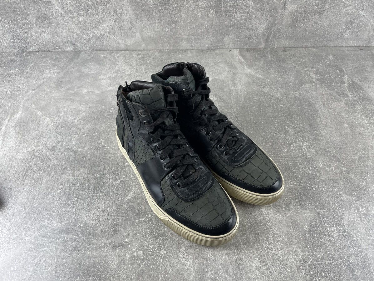 Lanvin Lanvin High Top Sneakers Black Leather Croc Embossed Size 7 Size US 7 / EU 40 - 3 Thumbnail