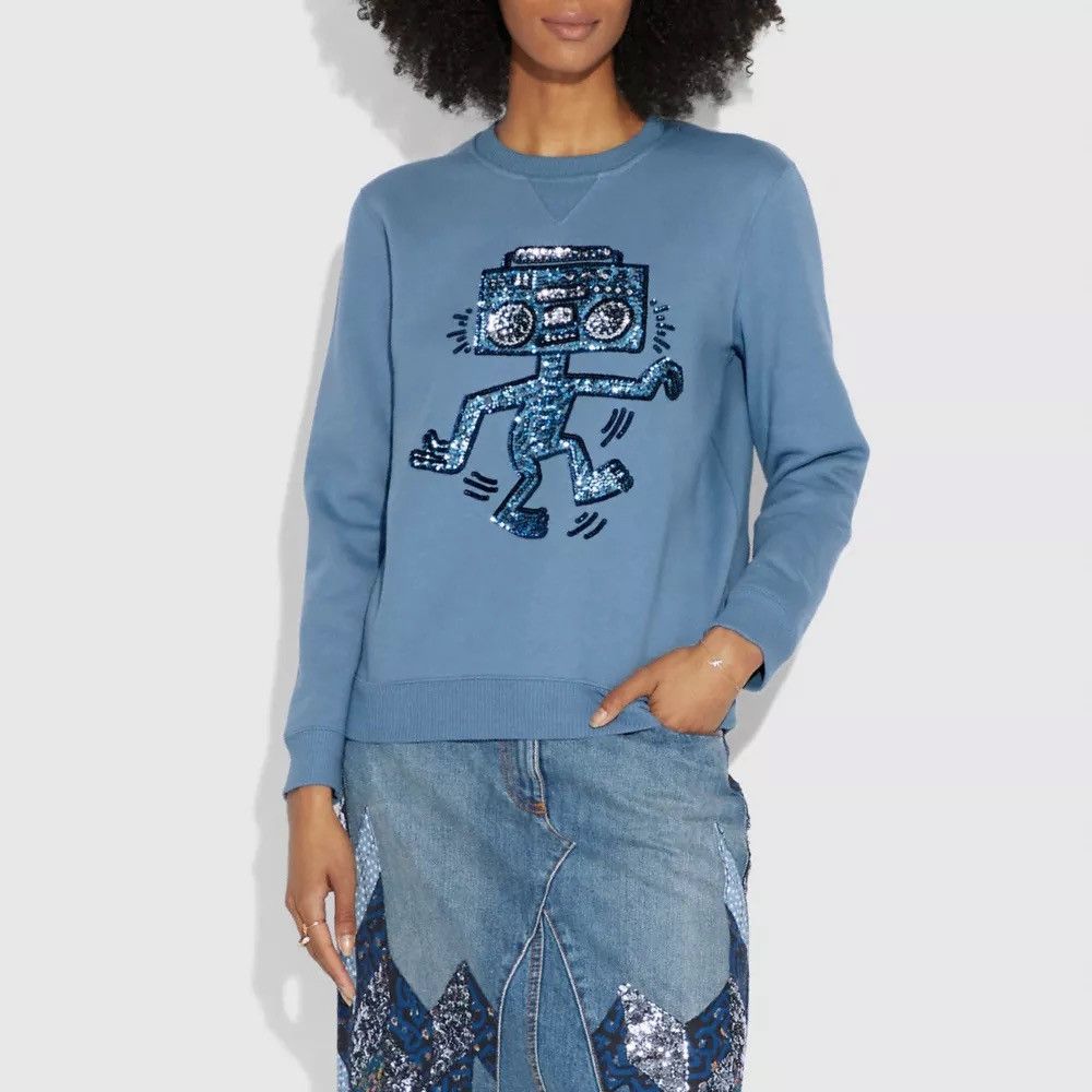 Coach × Keith Haring Coach x Keith Haring Boombox Monster Embellished Sweatshirt Size L / US 10 / IT 46 - 1 Thumbnail