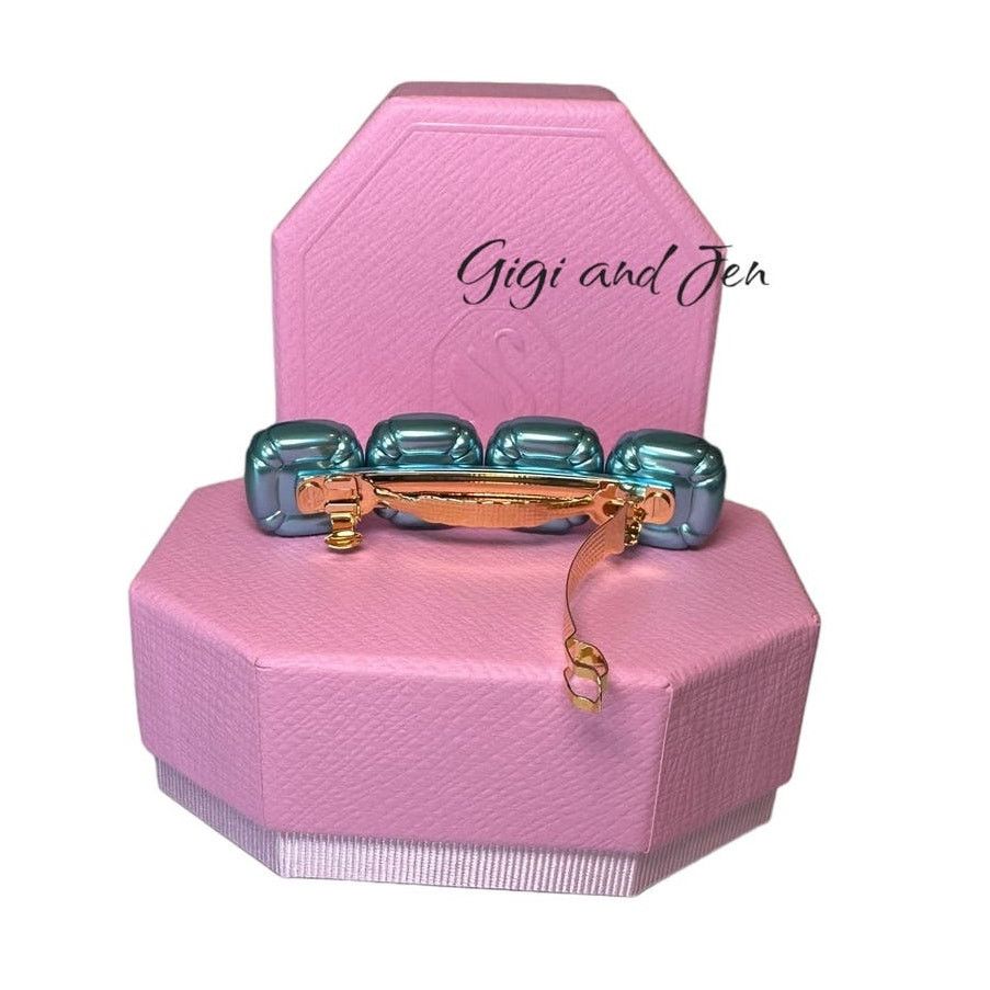 Swarovski Swarovski Hair clip Cushion cut, Blue, Gold-tone plated Size ONE SIZE - 4 Thumbnail
