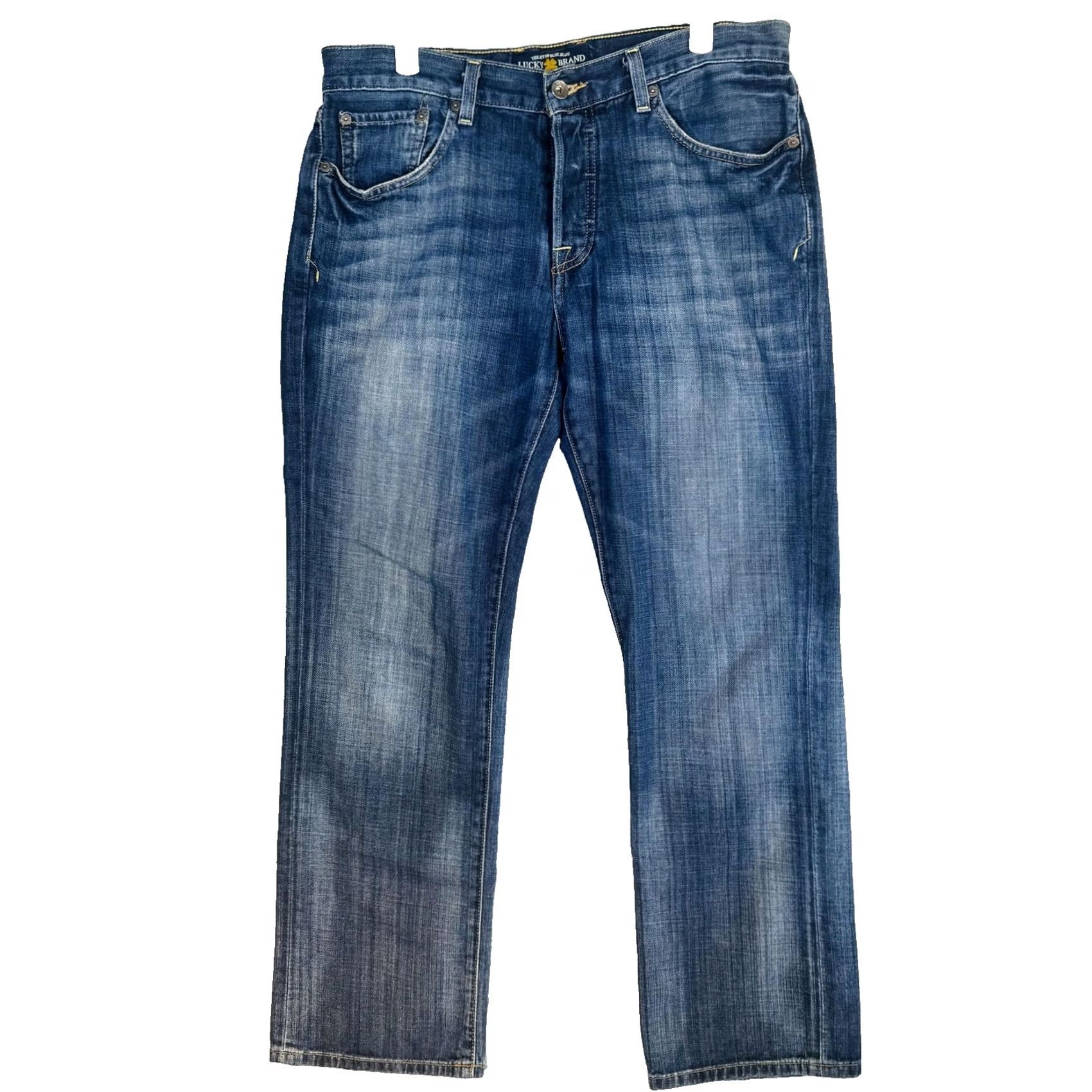 Lucky Brand Lucky Brand Jeans 221 Original Straight Jeans Mens 32x27 Blue Medium Wash Button Fly Regular Fit Logo Pockets Denim cotton 5-Pocket USA Vintage No Size US 32 / EU 48 - 5 Thumbnail