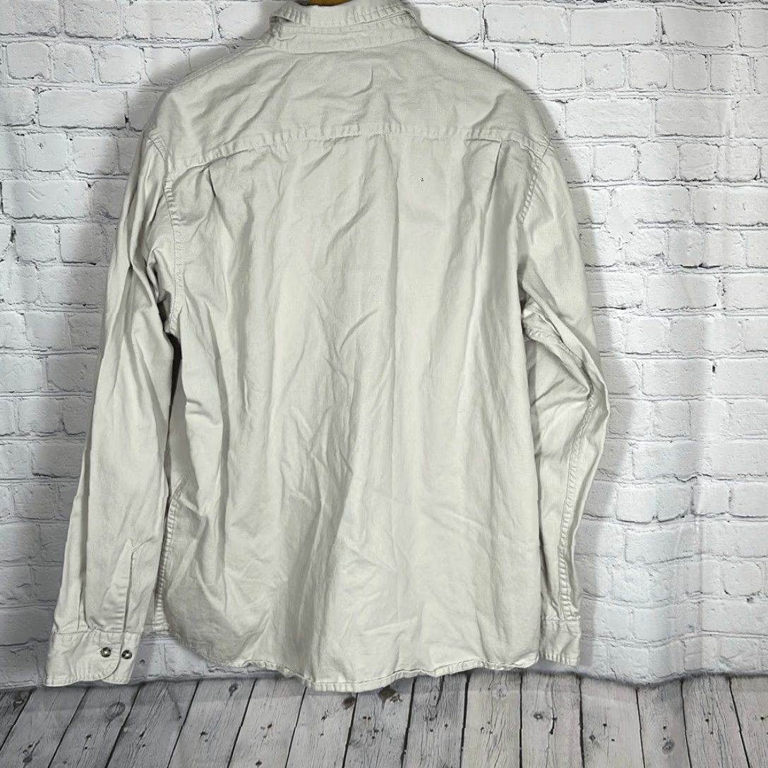 Wrangler Wrangler Shirt Button-Up Mens XL Chambray Beige Workwear Country Long Sleeve Cream Gray Size US XL / EU 56 / 4 - 5 Thumbnail