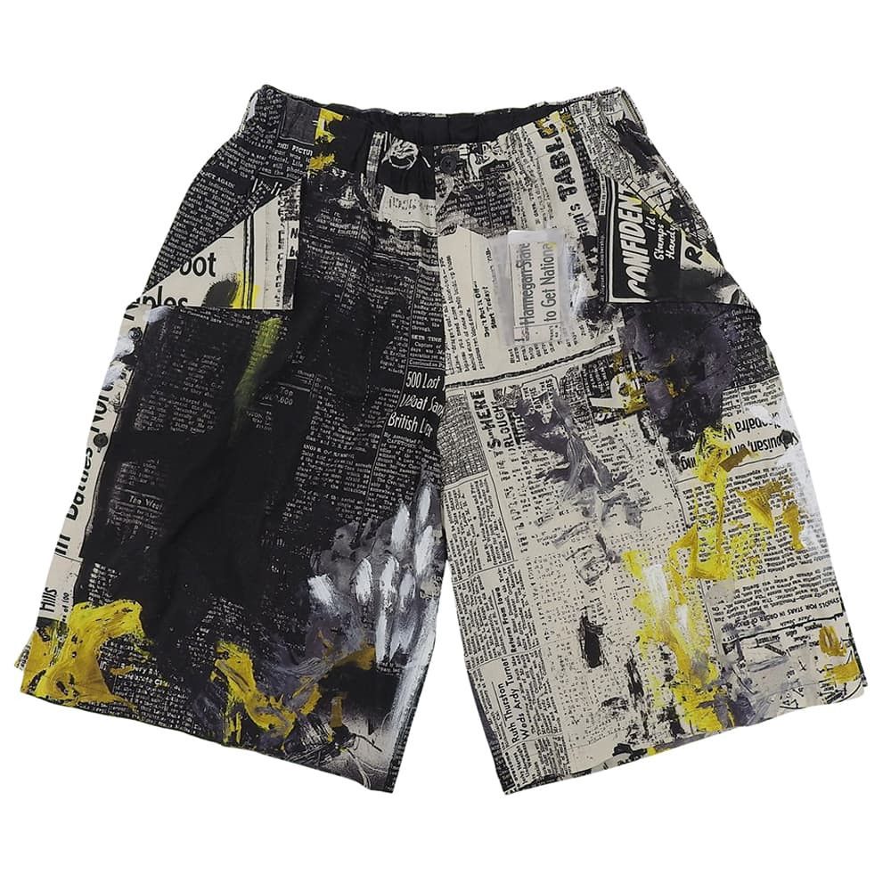 Yohji Yamamoto Yohji Yamamoto POUR HOMME Newspaper Drawstring Shorts Size US 31 - 1 Thumbnail