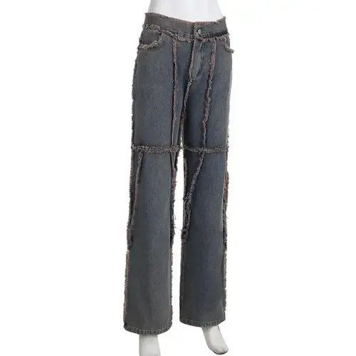 Other Vintage Tassel Fur Trim Patchwork Jeans Size 27" / US 4 / IT 40 - 4 Thumbnail