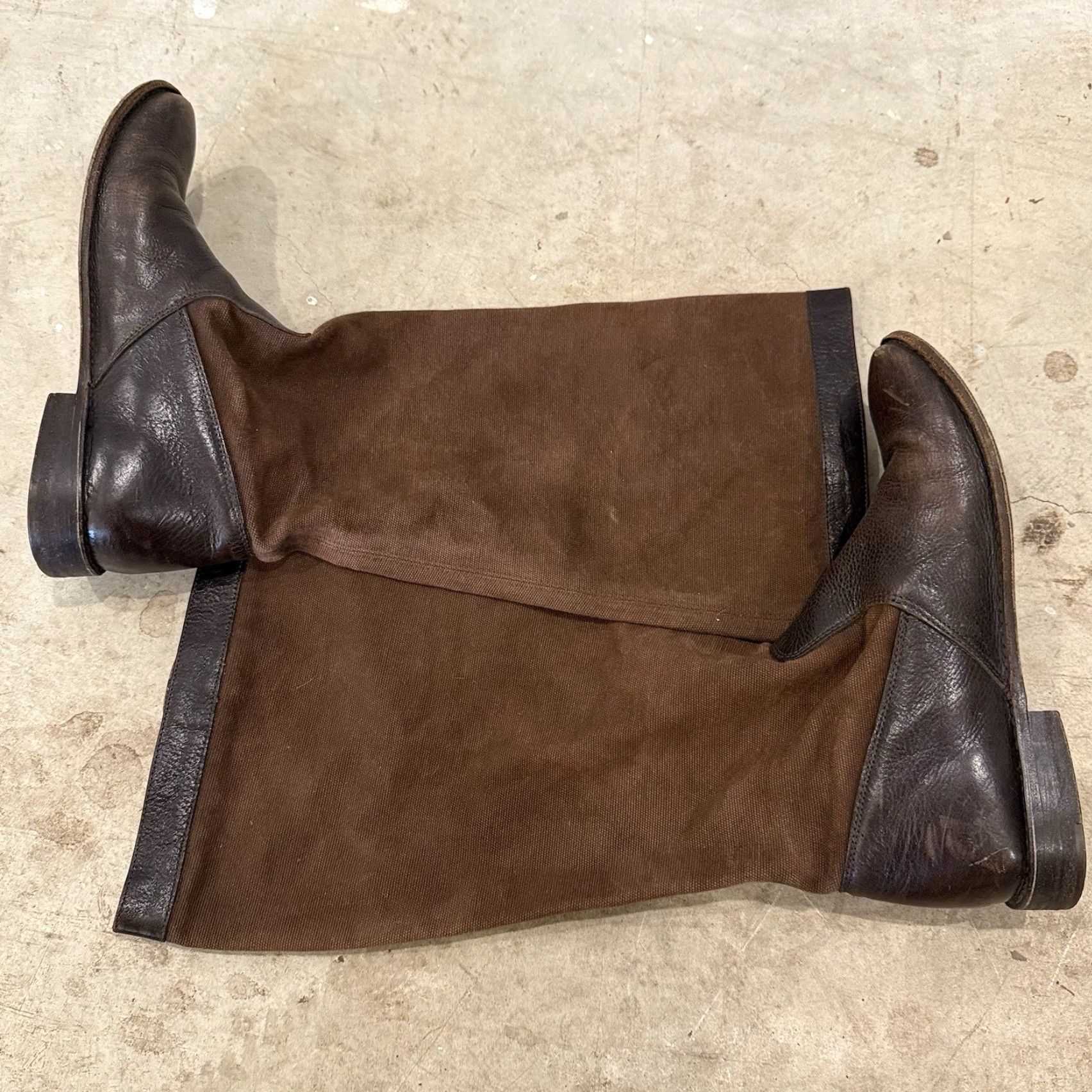 Frye Frye Boots Brown Leather Knee Boots Canvas Shaft Size 9 B Women Shoes Knee Boots Brown Canvas & Leather Upper Size US 9 / IT 39 - 6 Thumbnail