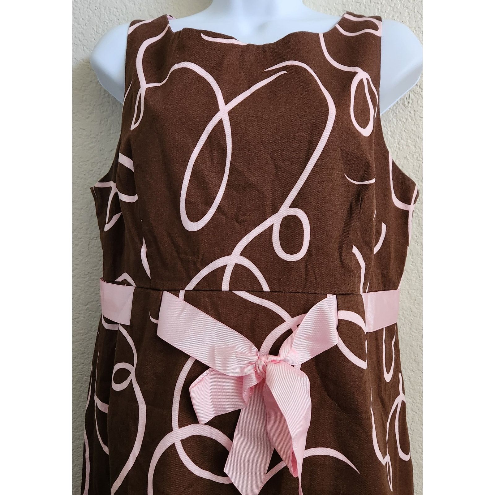 Other Jessica Howard Brown Pink Swirls A Line Dress 14 Lightweight Size XL / US 12-14 / IT 48-50 - 2 Thumbnail