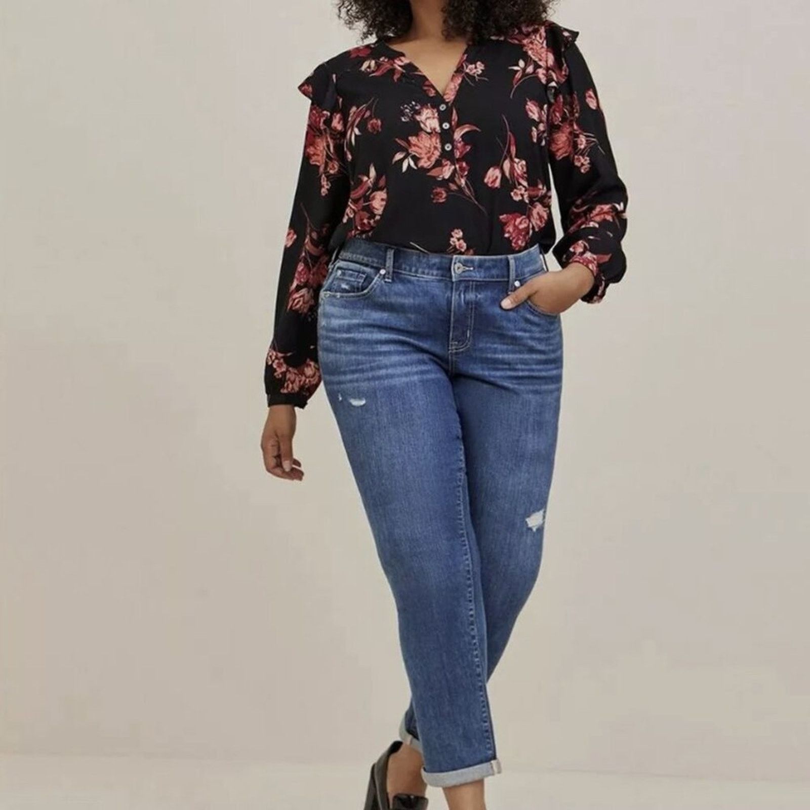 Torrid Torrid Floral Blouse Size 2 18/20 NWT Black Pink Challis Size XXL / US 16-18 / IT 52-54 - 8 Thumbnail