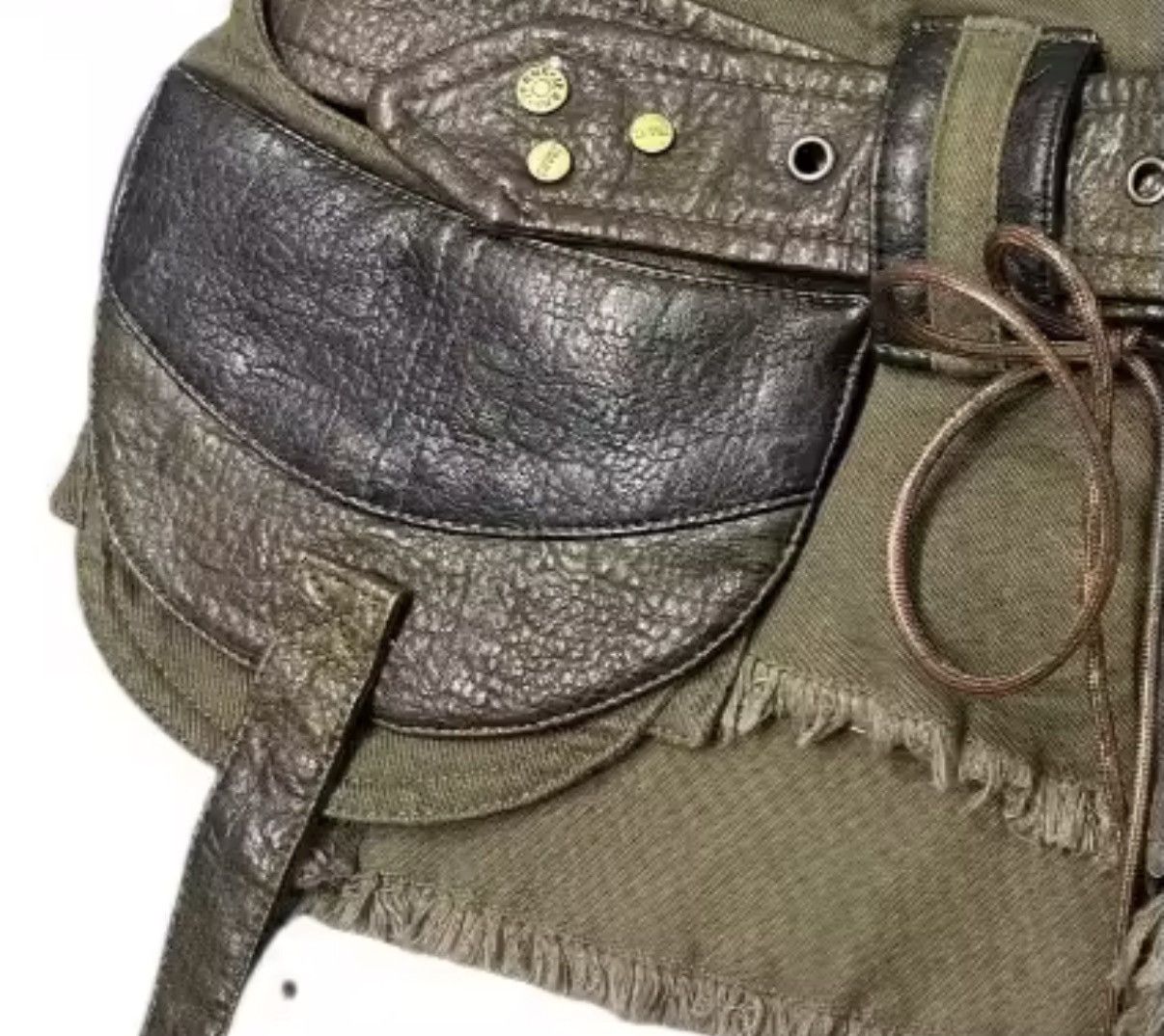 Japanese Brand Patchwork Punk Green Distressed Y2K Shorts Size 27" / US 4 / IT 40 - 3 Thumbnail