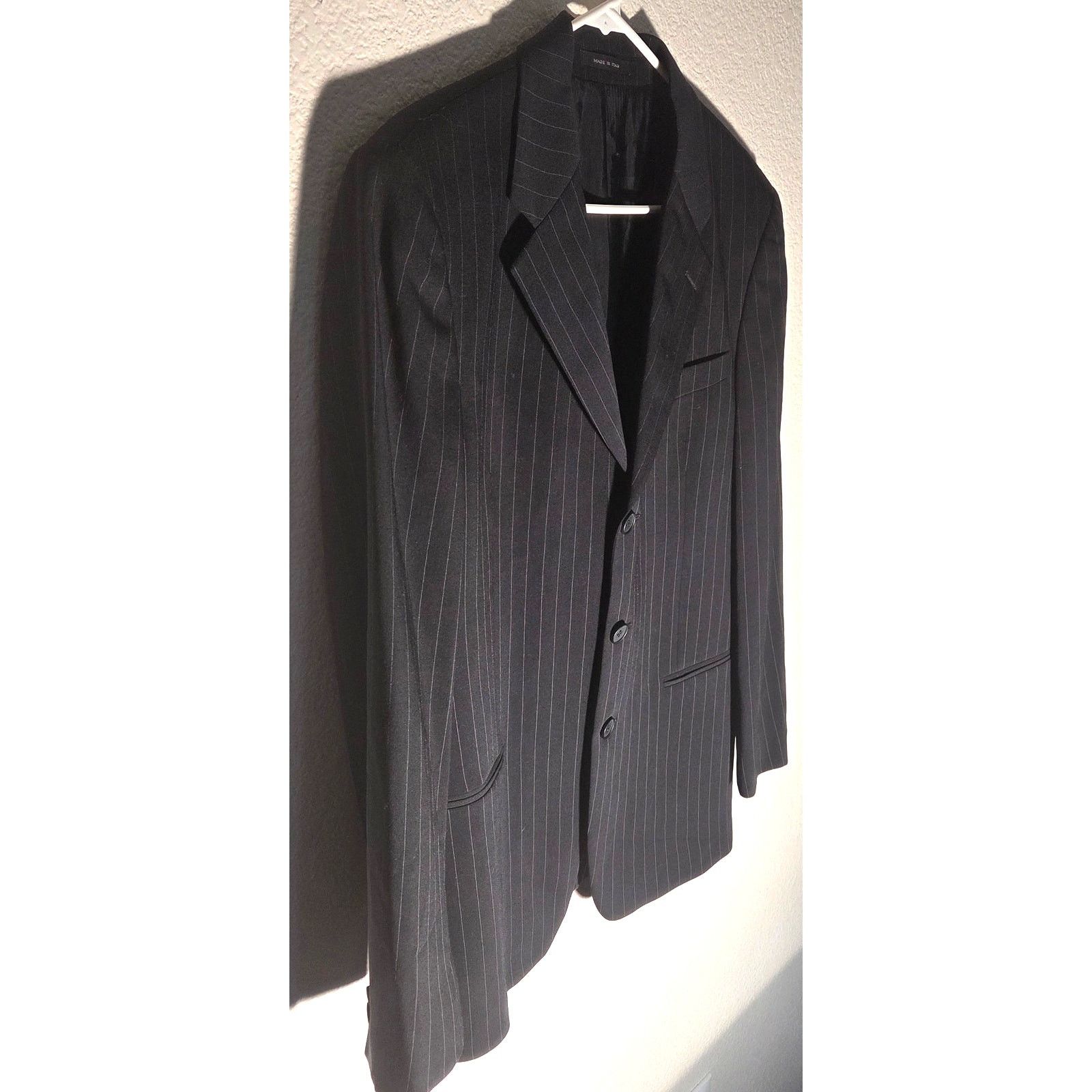 Emporio Armani Emporio Armani Men's Black Pinstripe Suit Jacket - Size 38R Size 38R - 3 Thumbnail