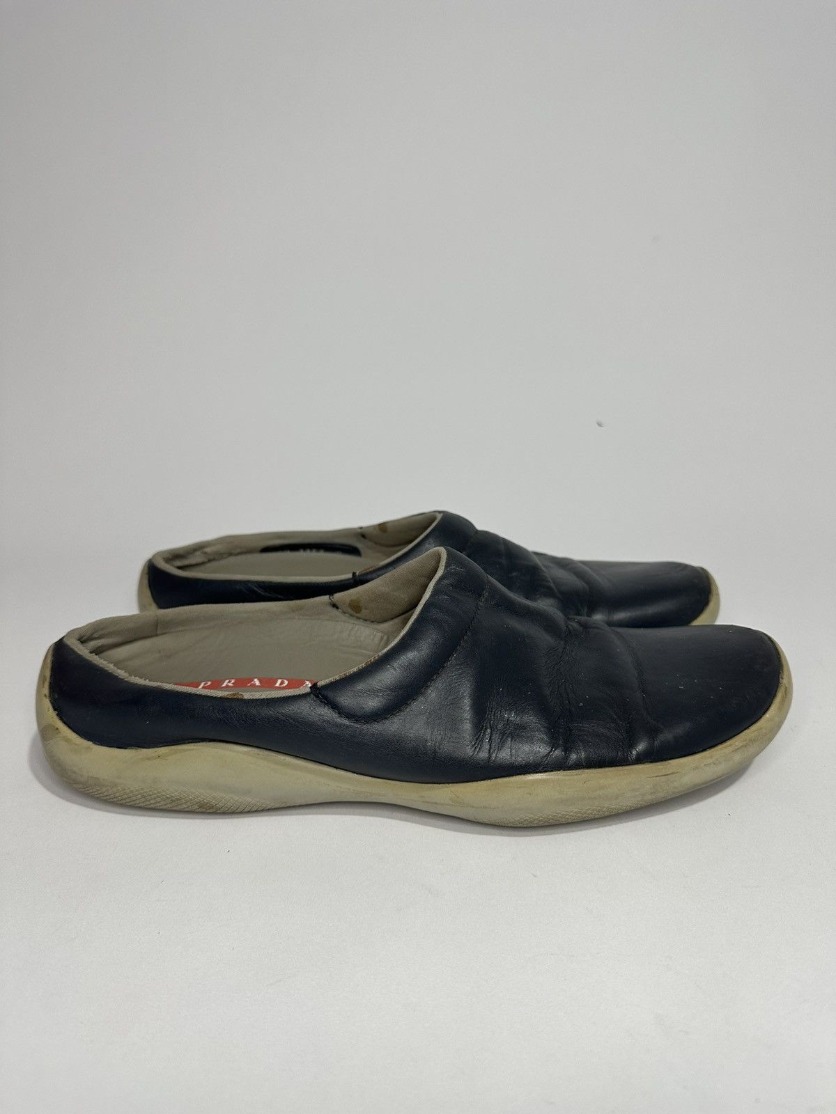 Prada Vintage 2000s Prada Blue Leather Slip-on Mules. Size US 8 / EU 41 - 1 Thumbnail