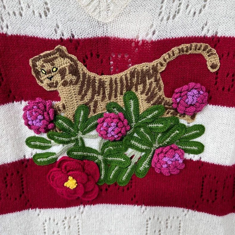 Gucci Gucci Tiger embroidered full-print vest knitwear Size US S / EU 44-46 / 1 - 3 Thumbnail