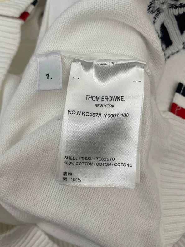 Thom Browne Thom browne White anchor four-striped knitted cardigan jack Size S / US 4 / IT 40 - 6 Thumbnail