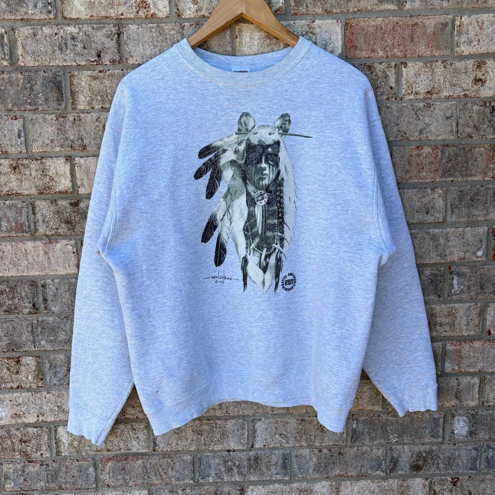 Fruit Of The Loom Vintage 90s Native American sweatshirt Size US L / EU 52-54 / 3 - 8 Thumbnail