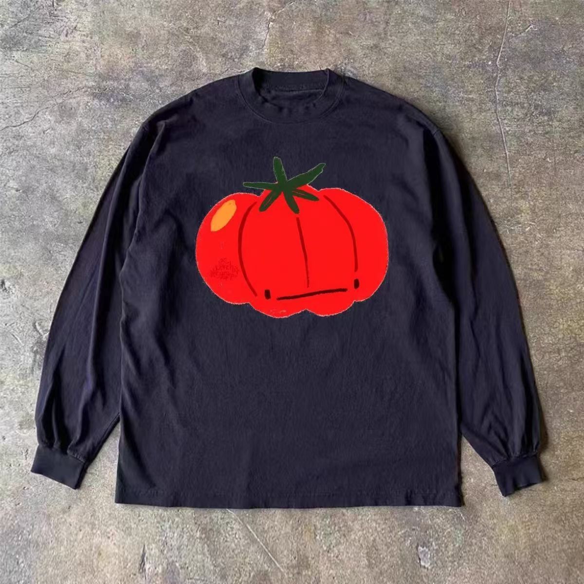Japanese Brand Black washed vintage pumpkin print long-sleeved t-shirt Size US M / EU 48-50 / 2 - 1 Thumbnail