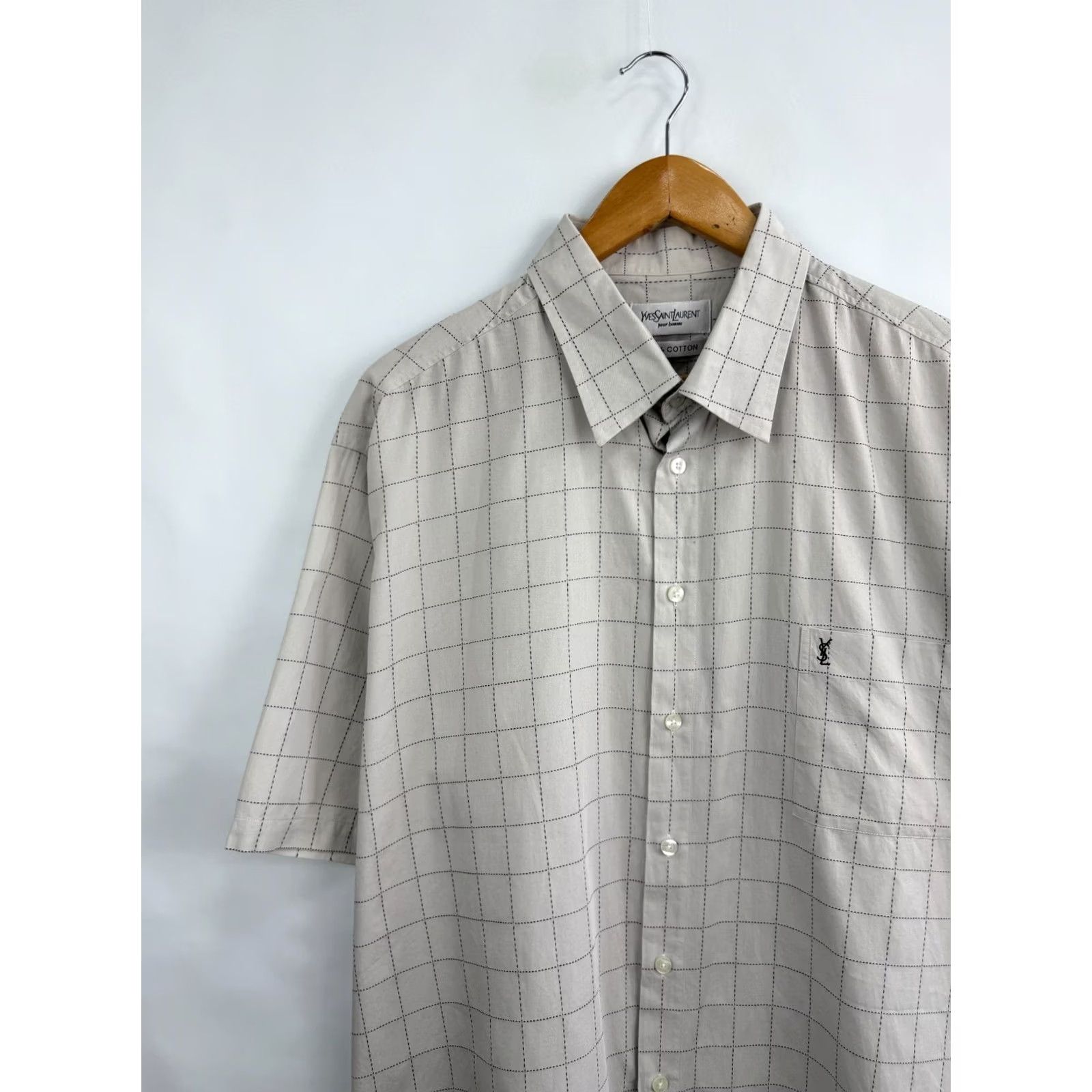 Yves Saint Laurent VINTAGE Yves Saint Laurent YSL Shirt 2XL Grey 90s Cotton Logo Short Sleeve Men's T-Shirt, 90s, Vintage, Gray, 2XL, Mens Size US XXL / EU 58 / 5 - 3 Thumbnail