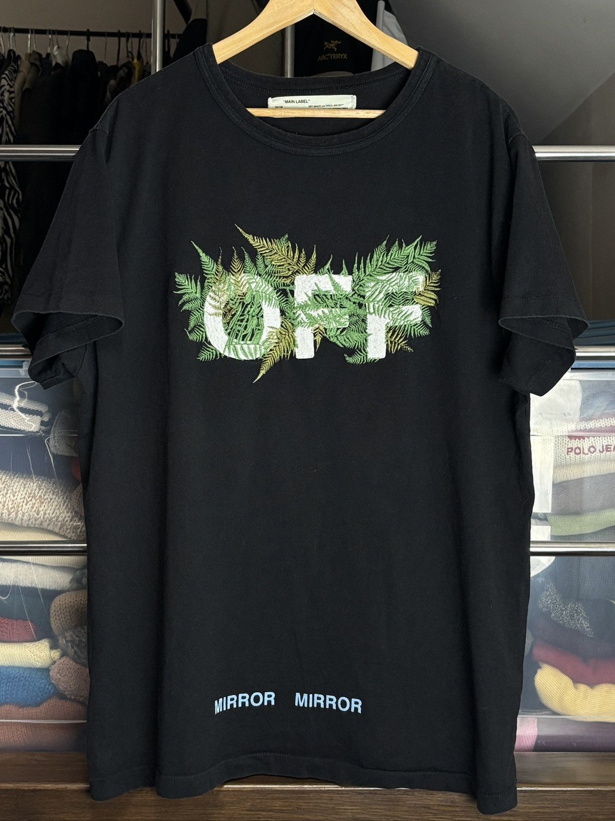 トップス OFF-WHITE 2017/SS FERN SHIRT Off-White Off-White Embroidered Fern Vintage Designer Rare T-Shirt