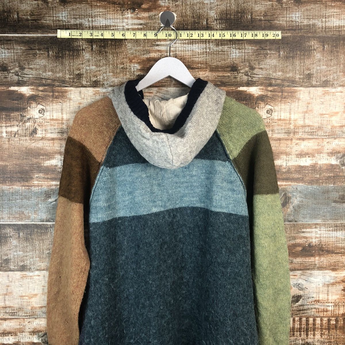 Homespun Knitwear × Japanese Brand Cube Sugar Multicolor patchwork Cardigan Knitwear #A2277 Size US M / EU 48-50 / 2 - 11 Thumbnail