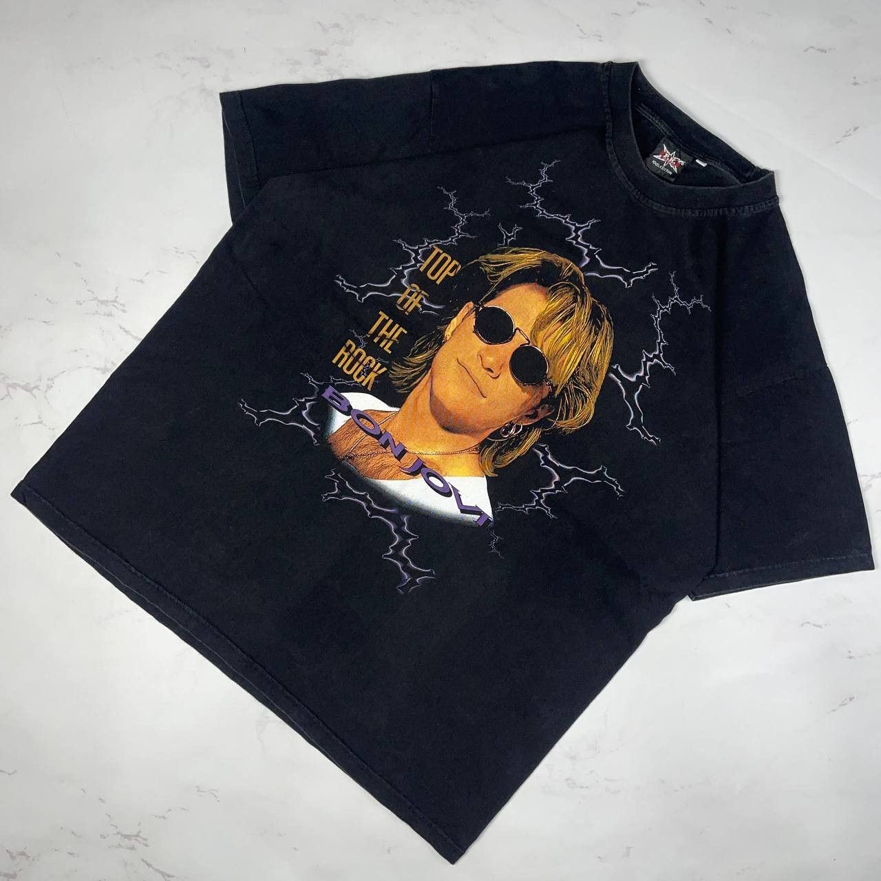 Vintage Vintage X Bon Jovi top of the rock 90s Black Tee Sz XXL Size US XXL / EU 58 / 5 - 1 Thumbnail
