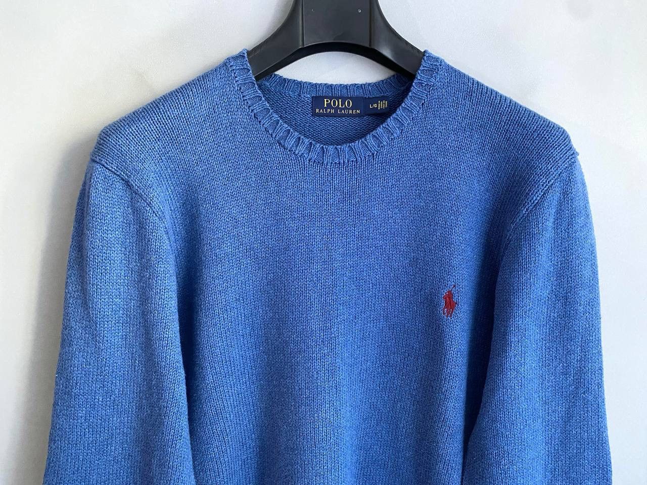 Polo Ralph Lauren Polo Ralph Lauren Men's Crew Neck Blue Knit Cotton Sweater L Size US L / EU 52-54 / 3 - 4 Thumbnail