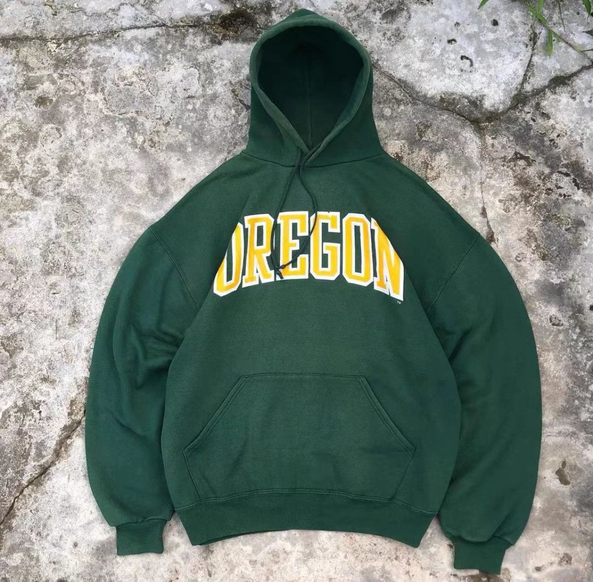 Green retro loose casual hooded sweatshirt