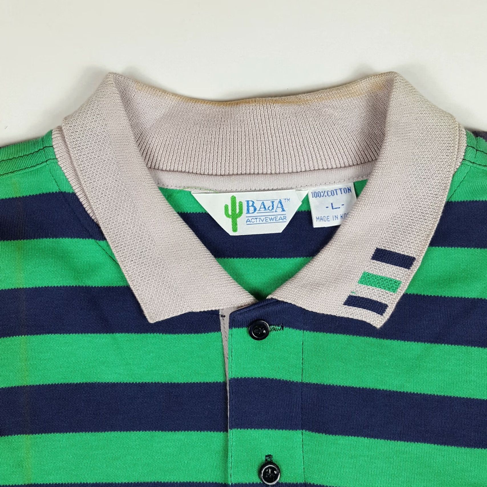 Vintage VINTAGE Baja Sportswear Polo Shirt Men Green Striped Short Sleeve Collared Cactus 90s Polo Shirt Large Size US L / EU 52-54 / 3 - 5 Thumbnail