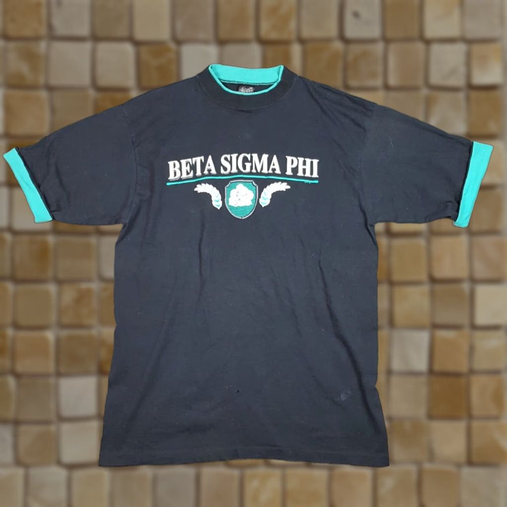 Vintage VINTAGE Beta Sigma Phi T-Shirt College University 90s XL Blue Men Short Sleeve Crew Neck Embroidered Logo Size US XL / EU 56 / 4 - 1 Thumbnail