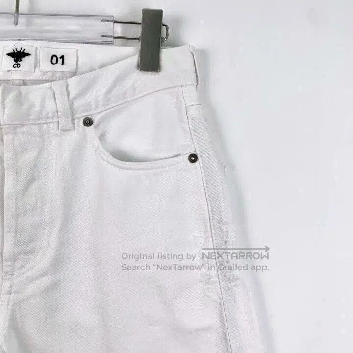 Dior Christian Dior White Distressed Cotton Jeans. Size US 32 / EU 48 - 3 Thumbnail