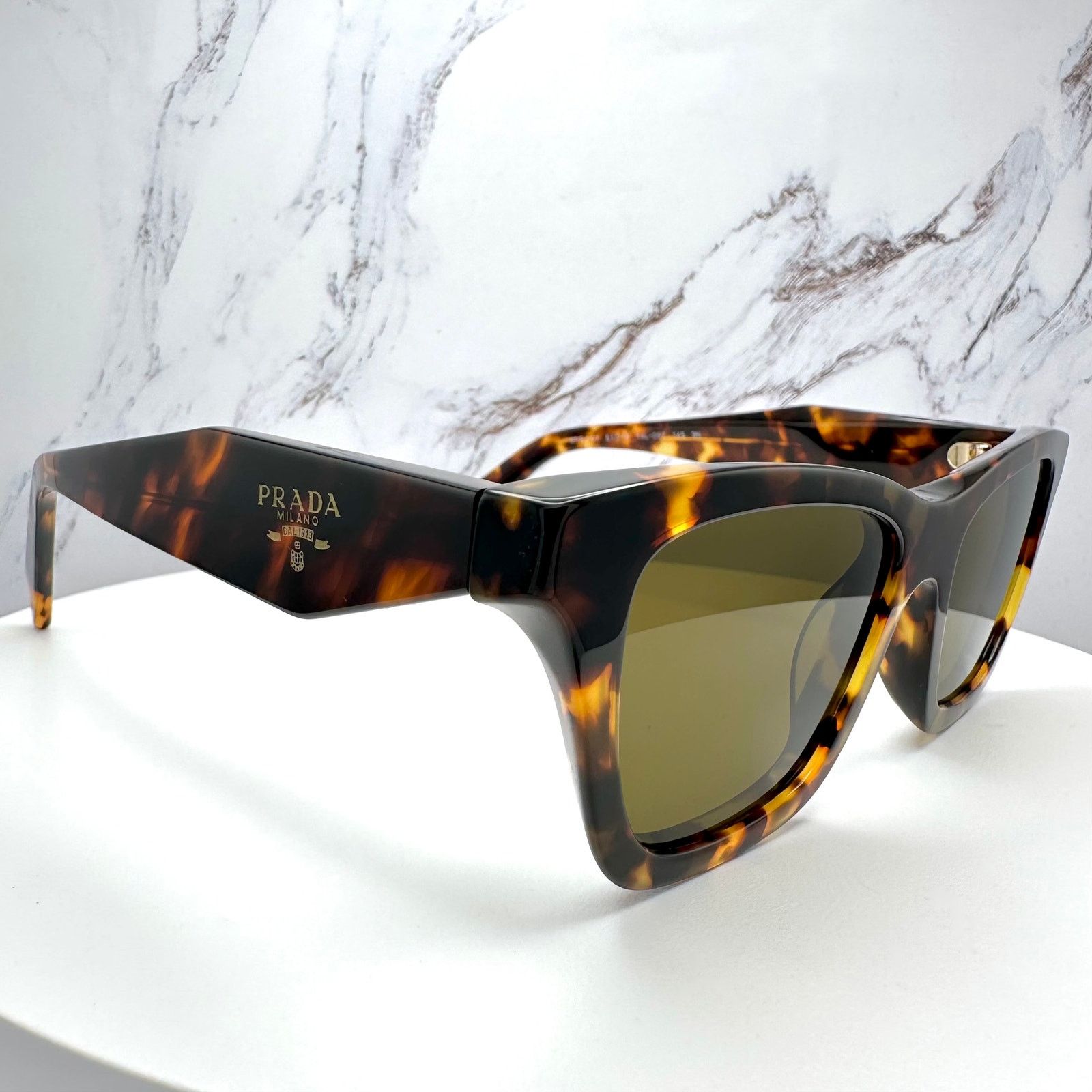 Prada New PRADA Sunglasses Brown Tortoise Square Butterfly Size ONE SIZE - 19 Thumbnail