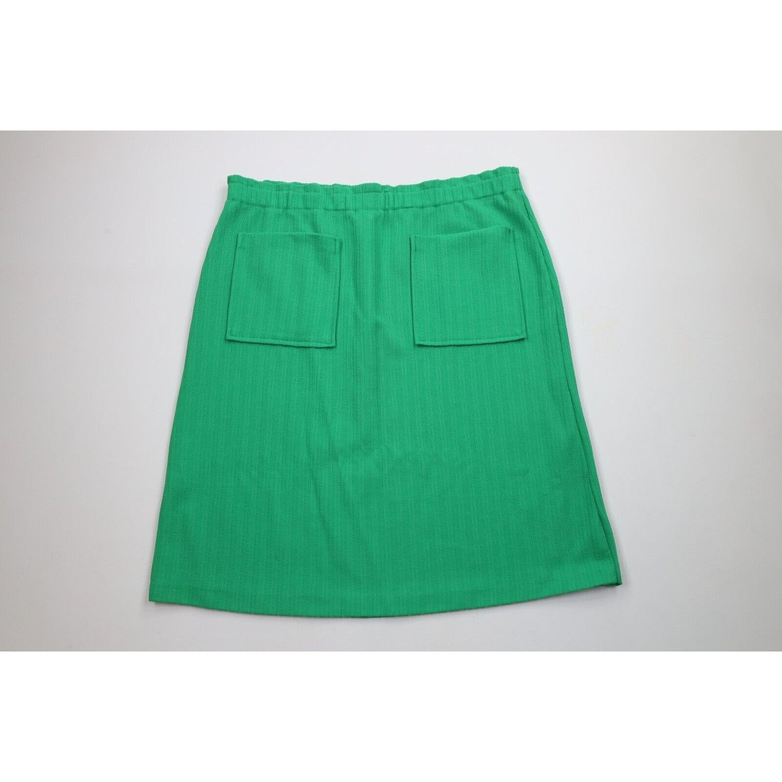 Vintage Vintage 70s Streetwear Textured Ribbed Knit Pocket Skirt Size 34" / US 12 / IT 48 - 1 Thumbnail