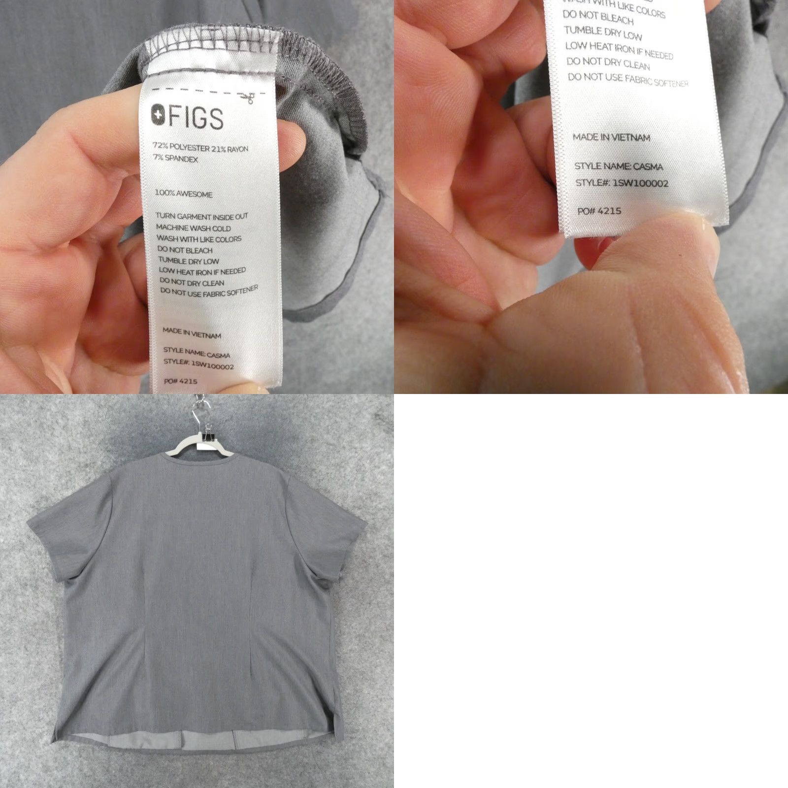 Vintage FIGS Scrub Top Womens 5XL Short Sleeve Gray w Pockets Size XXL / US 16-18 / IT 52-54 - 9 Thumbnail