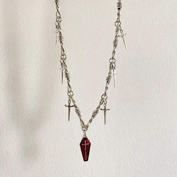 Jewelry × Vintage Gothic Vampire Cross Pendant Necklaces Size ONE SIZE - 2 Thumbnail