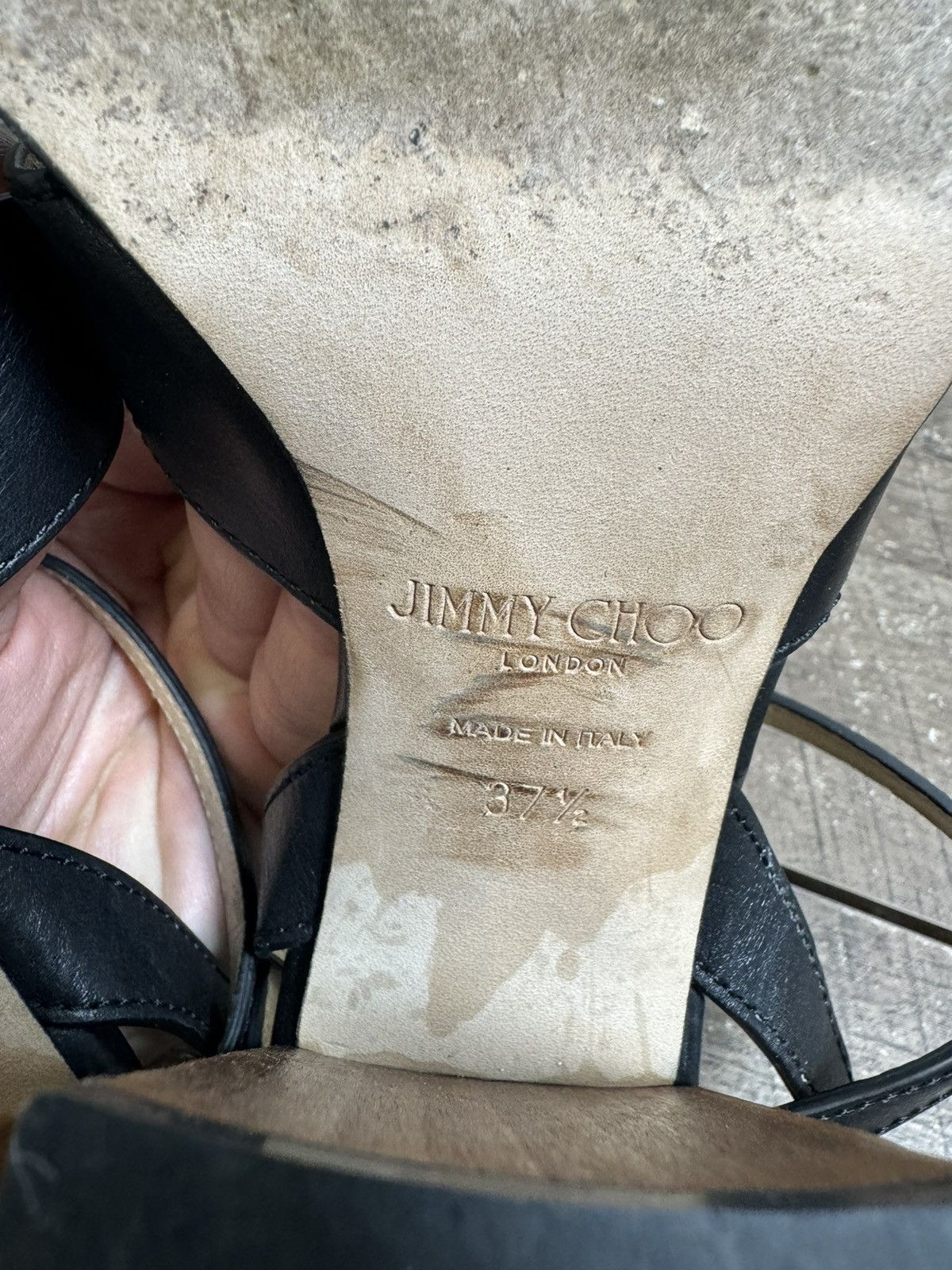 Jimmy Choo $795 Jimmy Choo "Joya" black leather heel 37.5EUR/ 7.5 Size US 7.5 / IT 37.5 - 9 Thumbnail