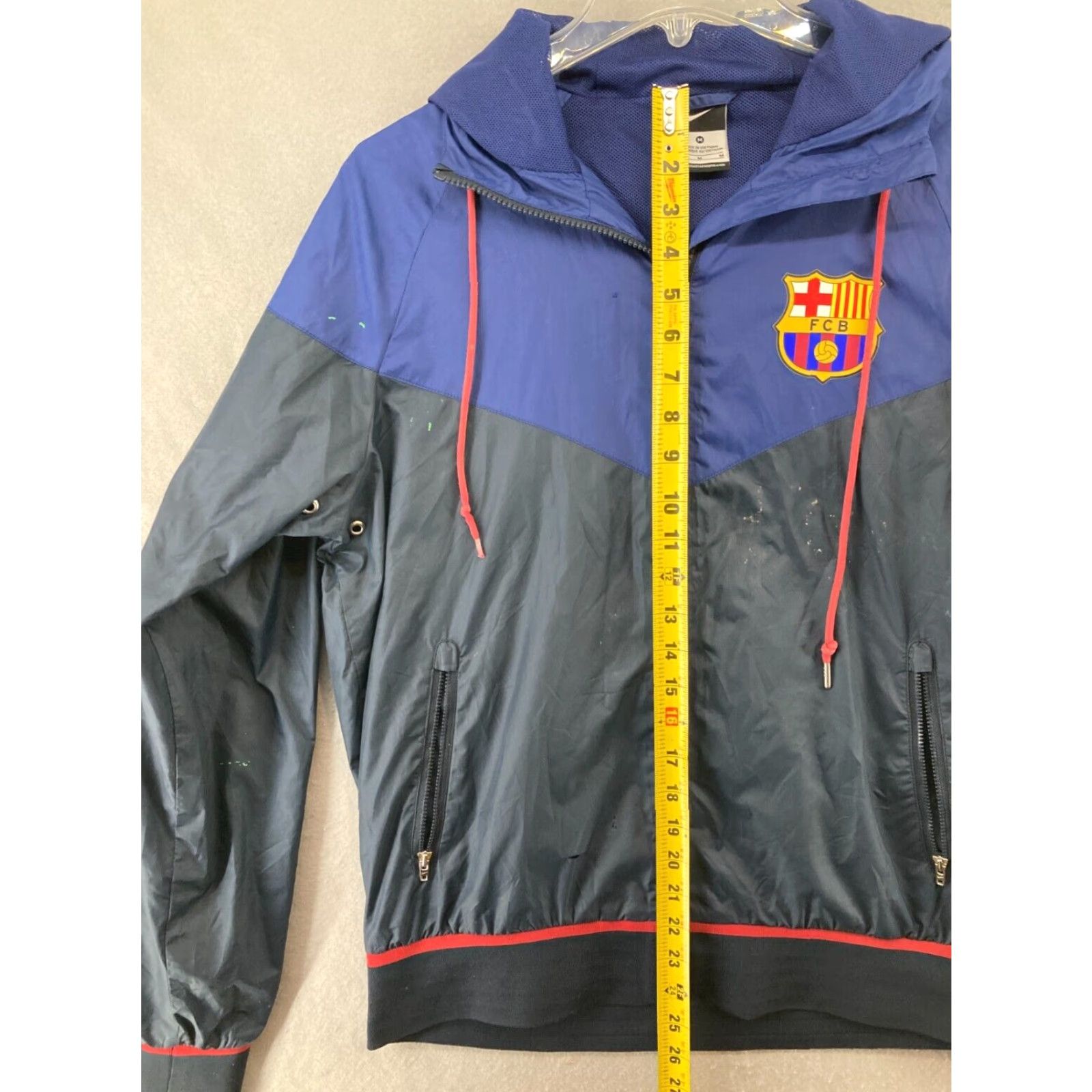 Nike Nike Mens Colorblock Zip Windbreaker Hooded Jacket Medium Blue Soccer FCB - Streetwear Athletic Sports Size US M / EU 48-50 / 2 - 3 Thumbnail