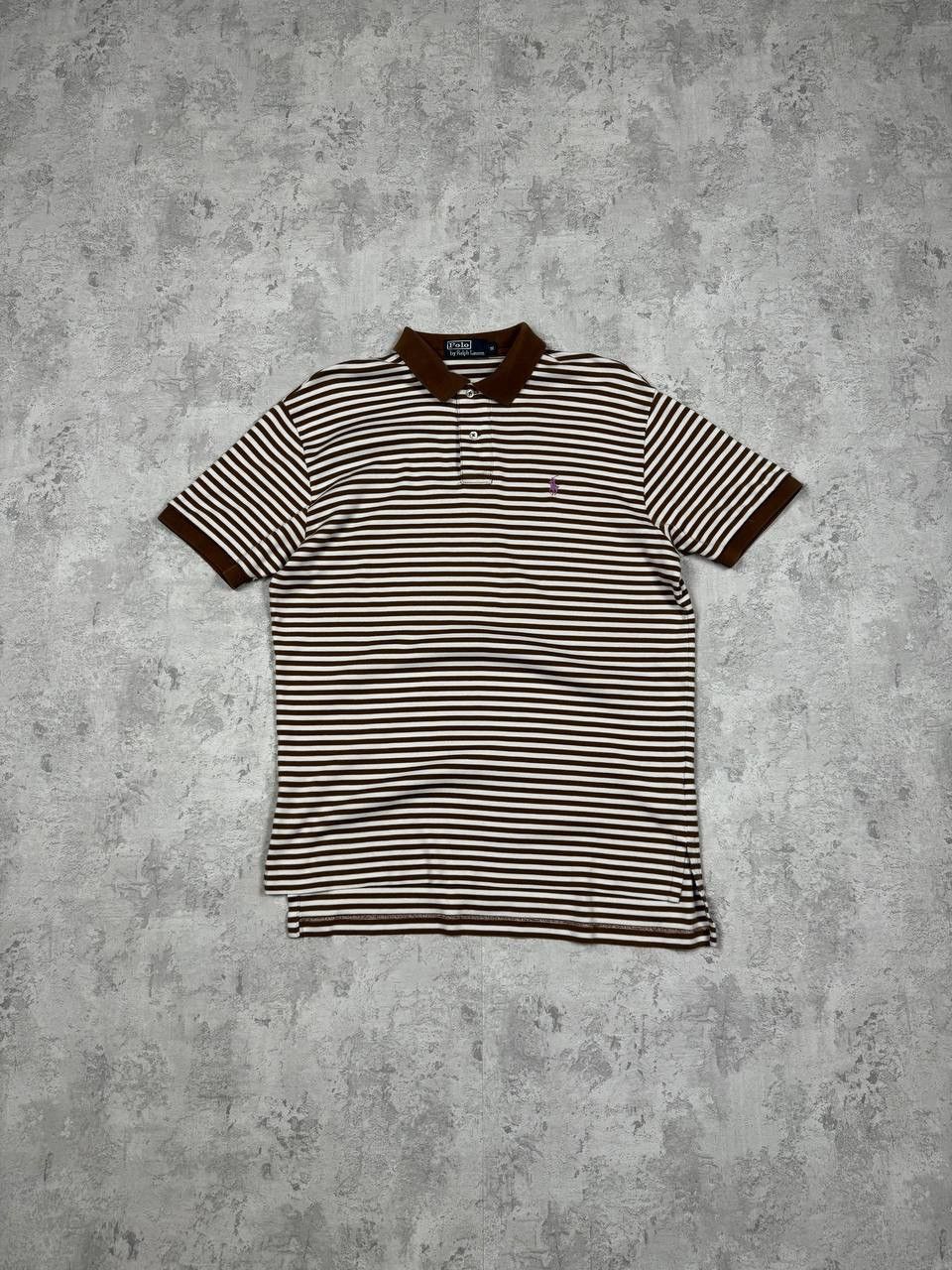 Vintage Brown Polo Ralph Lauren Striped Polo Shirt Size M