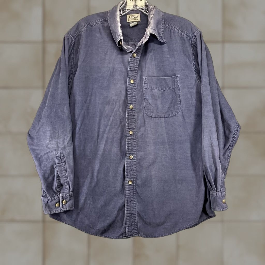 Vintage VINTAGE L.L. Bean Pinwale Corduroy Button-Up Shirt Mens M Periwinkle Cotton Wear Shirt Size US M / EU 48-50 / 2 - 1 Thumbnail
