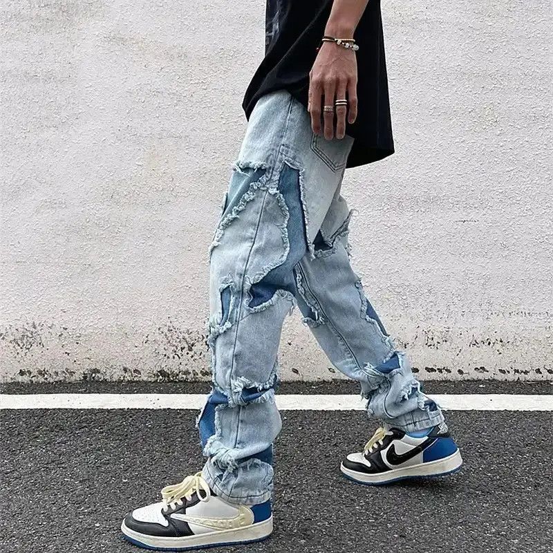 Japanese Brand Grunge Clothes Y2K Streetwear Hole Ripped Stacked Jeans Size US 30 / EU 46 - 5 Thumbnail
