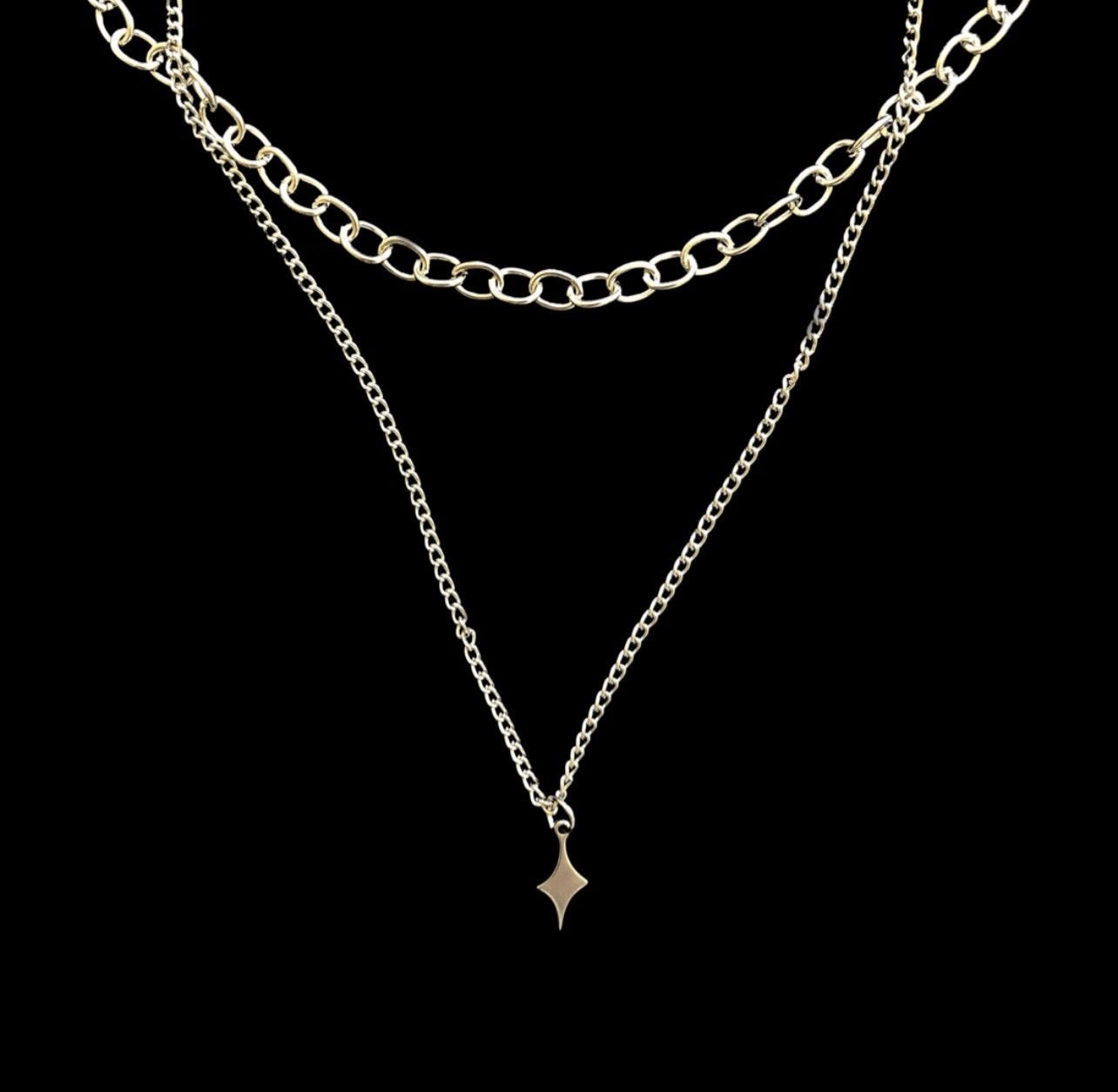 Jewelry Star Chain Necklace Punk Gothic Chrome Rock Size ONE SIZE - 1 Thumbnail