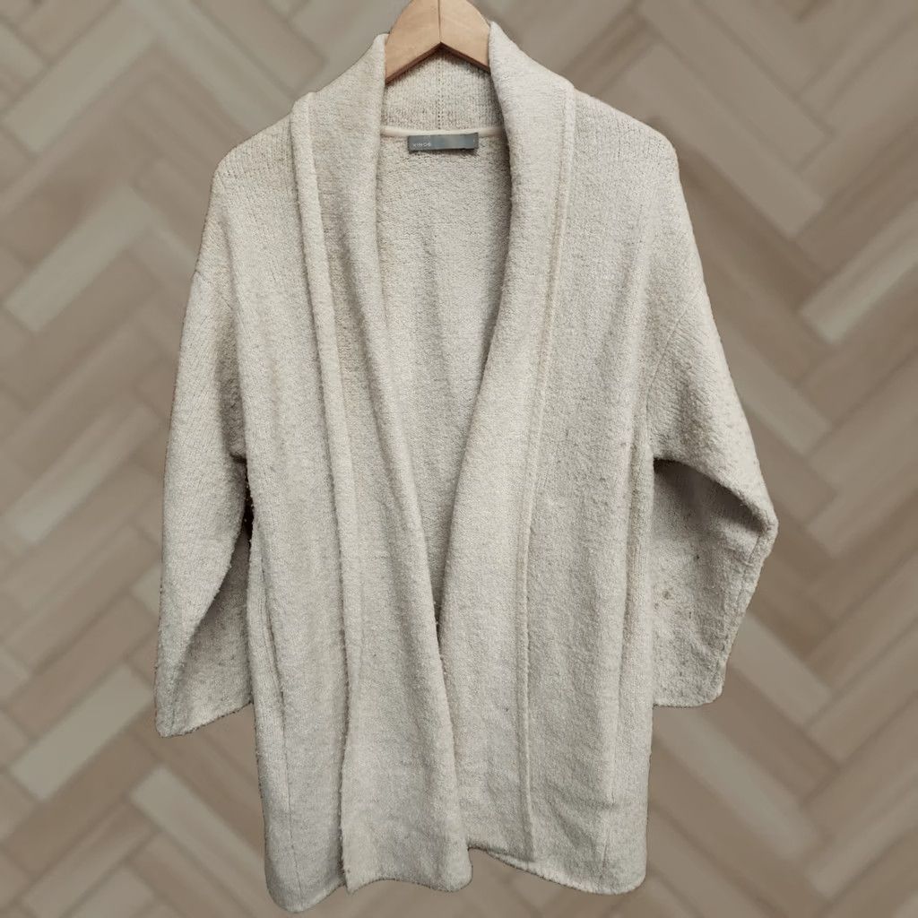 Vince Vince Cardigan Sweater Wool Beige S Womens Knit Wrap Tie Bow Belted Casual Sleeves Size S / US 4 / IT 40 - 1 Thumbnail