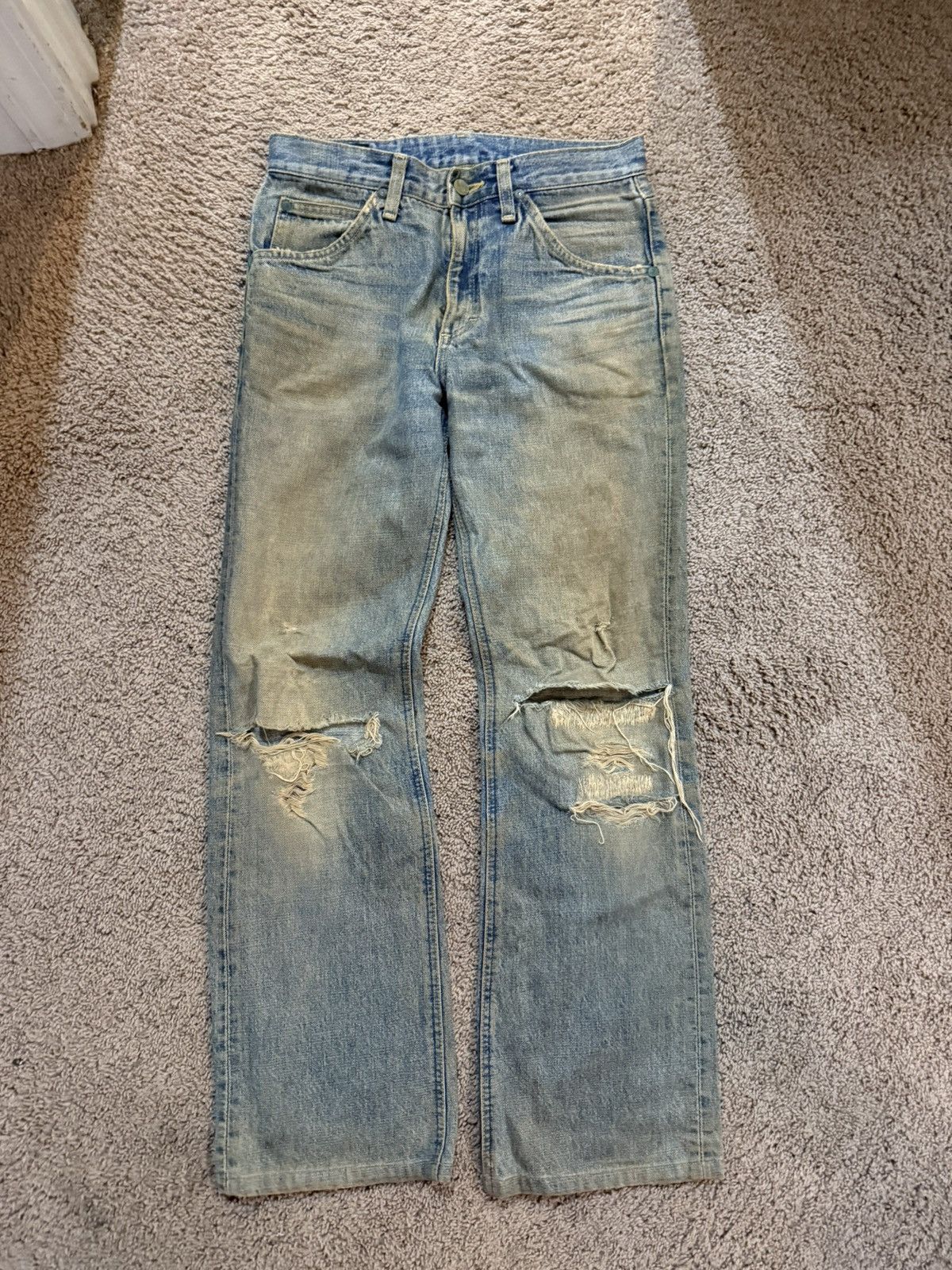 Vintage Lee Riders Mud Wash Destroy Distressed Bootcut Jeans