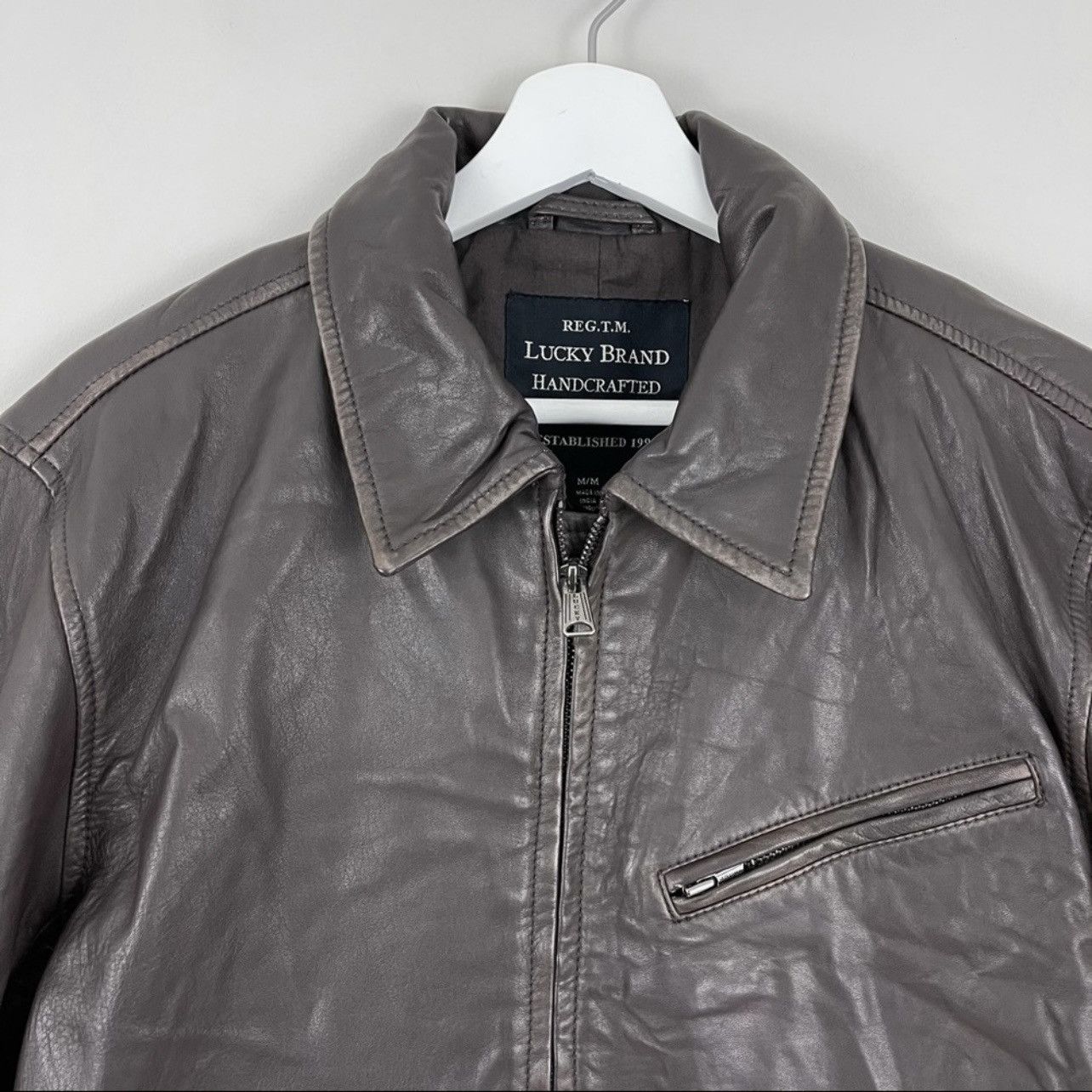 Lucky Brand Lucky Brand Antique Leather Zip Leather Jacket Size US M / EU 48-50 / 2 - 3 Thumbnail