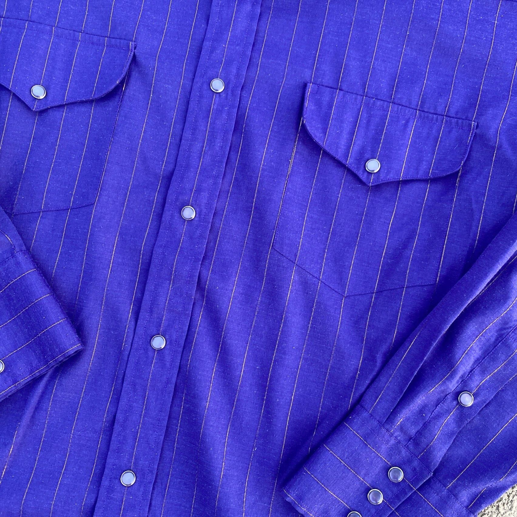 Vintage Panhandle Slim Pearl Snap Button Western Purple Gold Striped Shirt Men’s 16.5-34 Size US XL / EU 56 / 4 - 2 Thumbnail