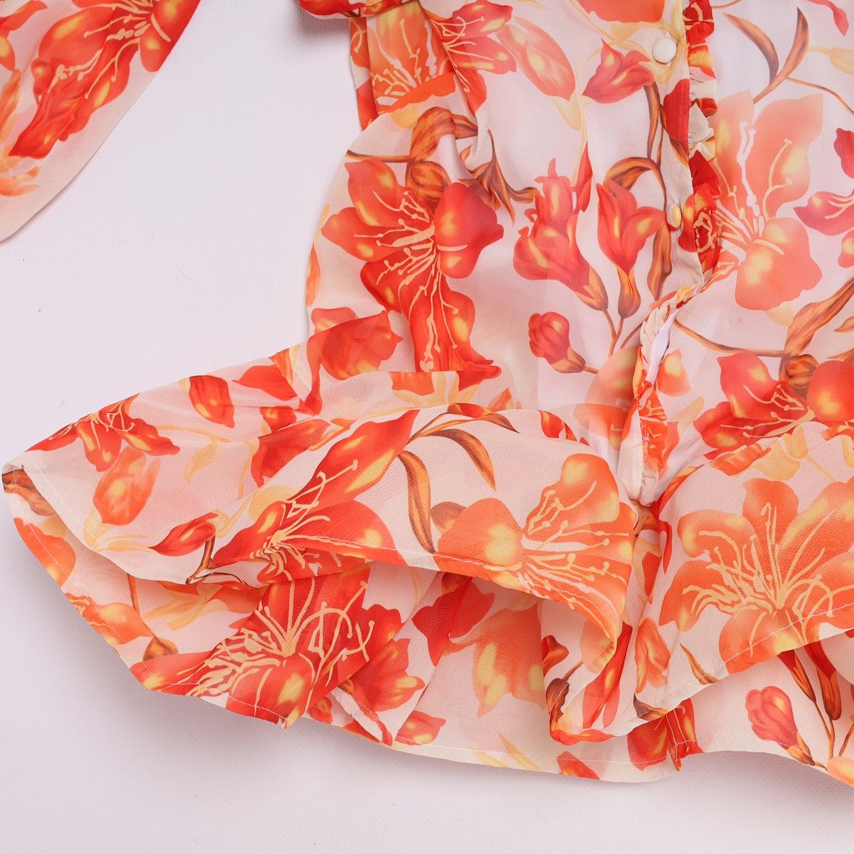 Zimmermann Zimmermann Silk Dress Denisse White Orange Flowers Printed Size XS / US 0-2 / IT 36-38 - 10 Thumbnail