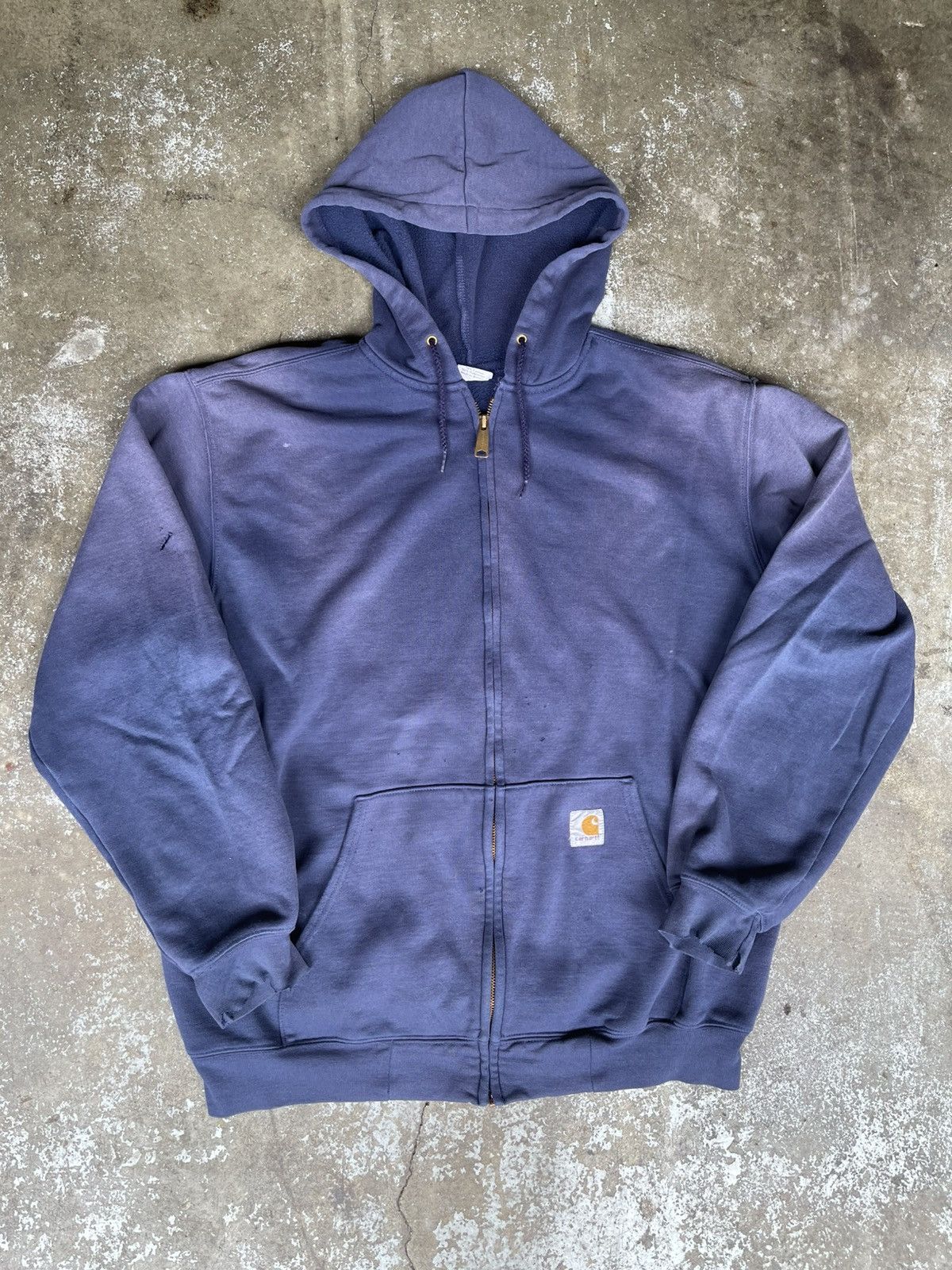 Carhartt Vintage 90s Carhartt Faded Navy Zip Up Hoodie Size US L / EU 52-54 / 3 - 1 Thumbnail