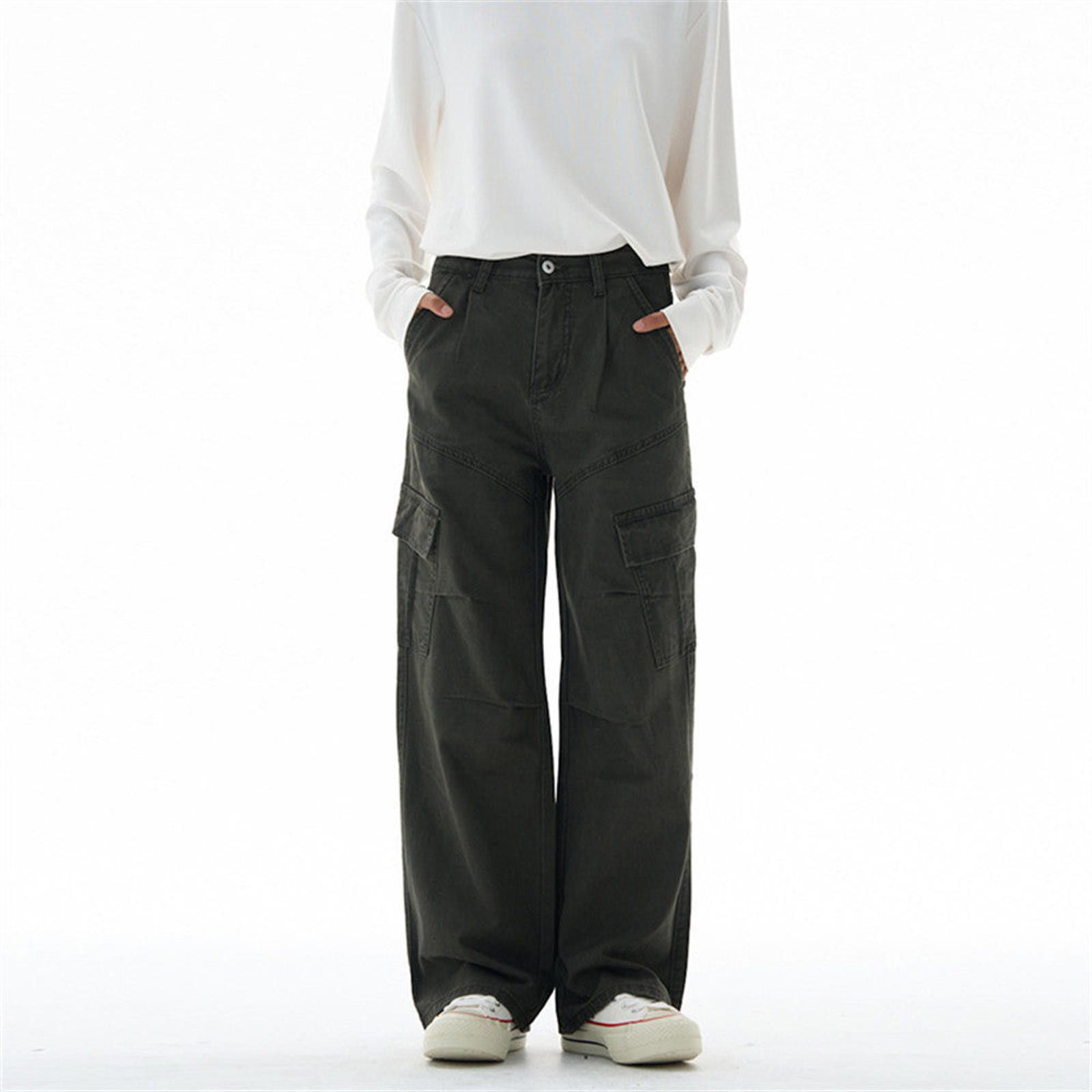 Vintage Gray Wide Leg Cargo Pants, Loose Fit Utility Pants Size US 32 / EU 48 - 8 Thumbnail